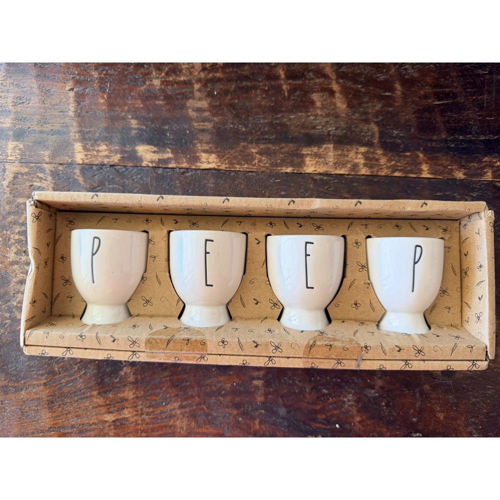 New Box Set Of 4 Egg Cups Rae Dunn Artisan Collection By Magenta Easter Gift